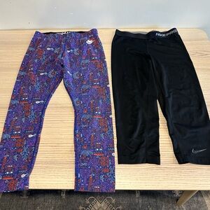 Nike Pro Leggings - Black and Colorful Pattern